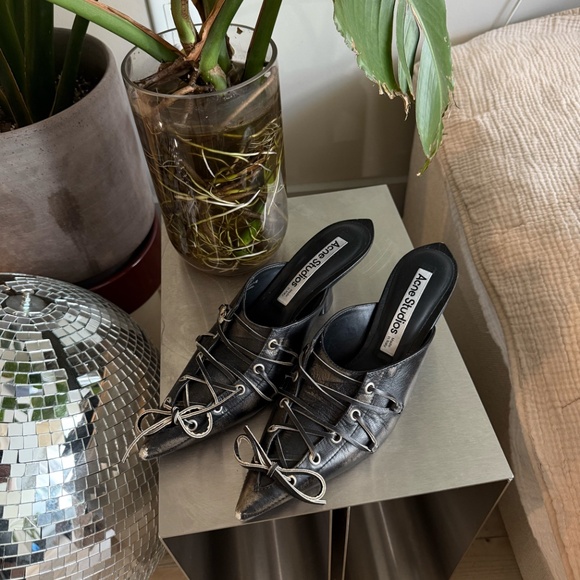 ACNE STUDIOS Leather lace-up mules - Picture 2 of 4